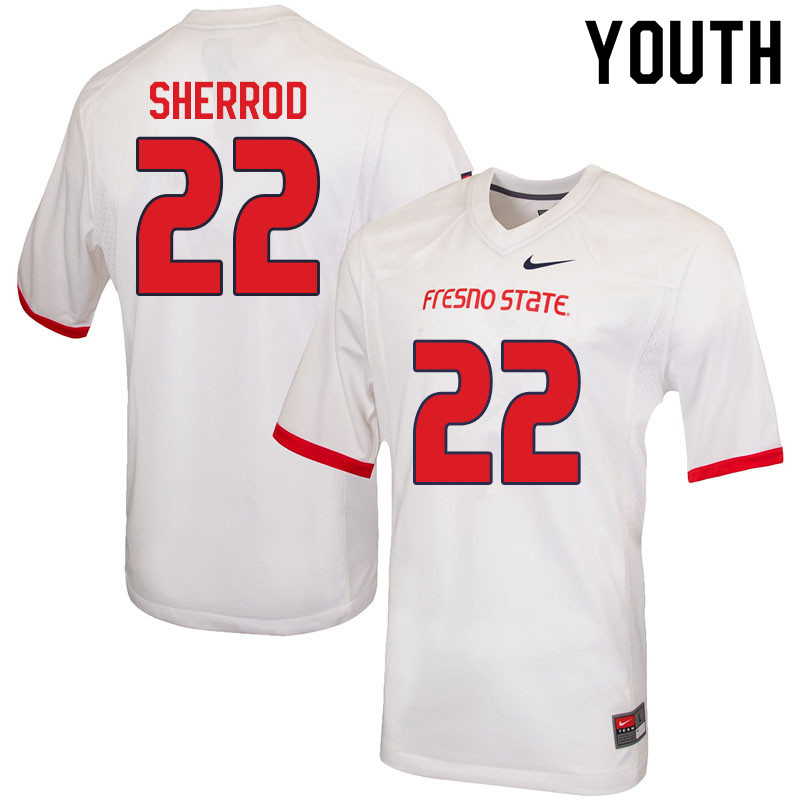 Youth #22 Malik Sherrod Fresno State Bulldogs College Football Jerseys Sale-White